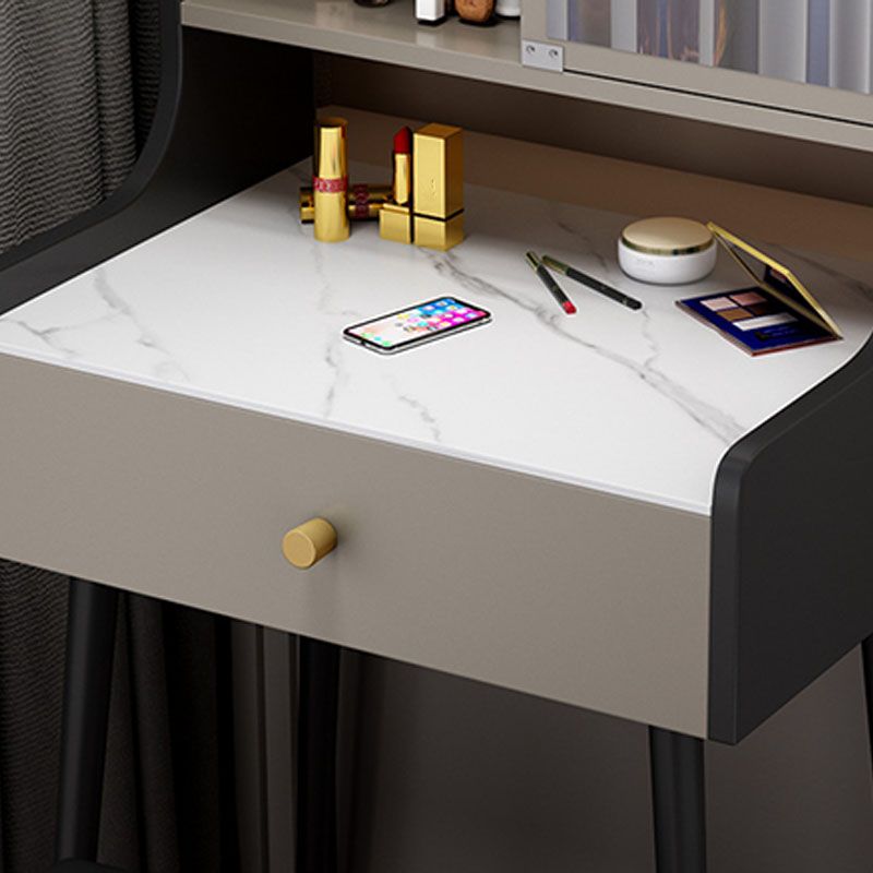 Ensemble de vanité moderne avec 1 tiroir et miroir et étagères de rangement