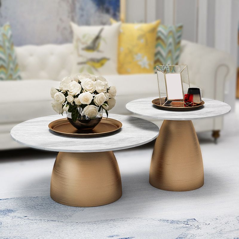 Glam Round Slate Cocktail Table Tray Top Brushed Metal Coffee Table Clearhalo 'Coffee & Accent Tables' 'Coffee Tables' 'coffee_tables' 'furn' 'furn_coffee_tables' 'Furniture' 'Living Room Furniture' 1200x1200_c3aaaec5-d724-412a-912c-1baa234f7b29