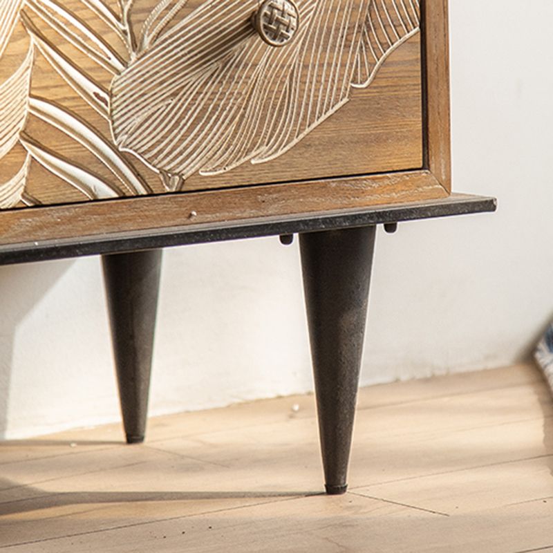 Coffre brun avec tiroirs, armoire rectangulaire en bois en détresse