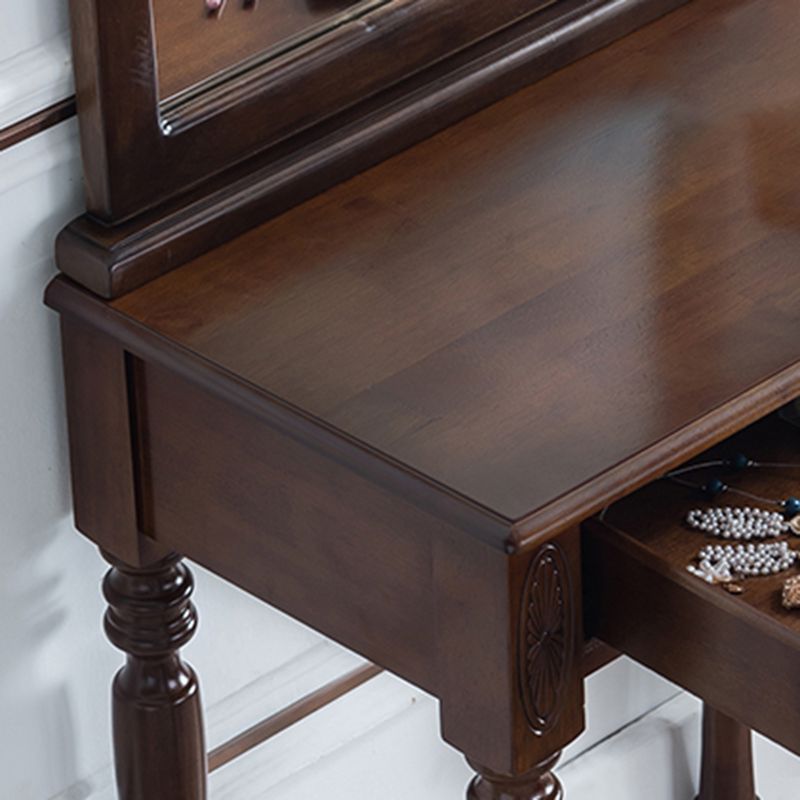 Traditional Wooden Vanity Makeup Table Set 1 Drawers Dressing Table with Mirror Clearhalo 'Bedroom Furniture' 'furn' 'furn_makeup_vanities' 'Furniture' 'Makeup Vanities' 'makeup_vanities' 1200x1200_c3aabb2c-ce8e-47ee-929d-906ec9db9fdc