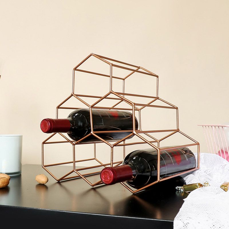 Glam Countertop Wine Rack Metal Wine Bottle Rack for Living Room