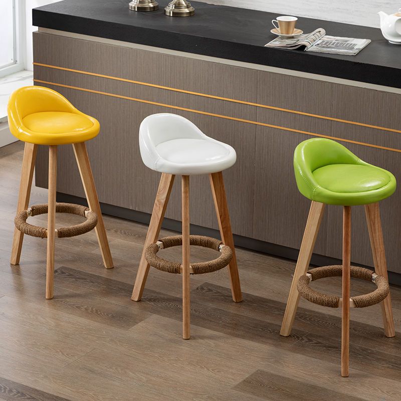 Industrial Armless Backrest Counter Stool Wood Cafe Bar Stool with Cushion and Pedal