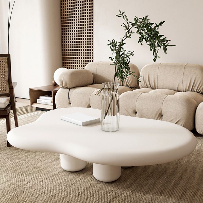 Scandinavian Coffee Table 4 Legs & Free form Wooden in White Clearhalo 'Coffee & Accent Tables' 'Coffee Tables' 'coffee_tables' 'furn' 'furn_coffee_tables' 'Furniture' 'Living Room Furniture' 1200x1200_c3aba5f4-97b3-4a69-a0bc-65ec75c4b6d4