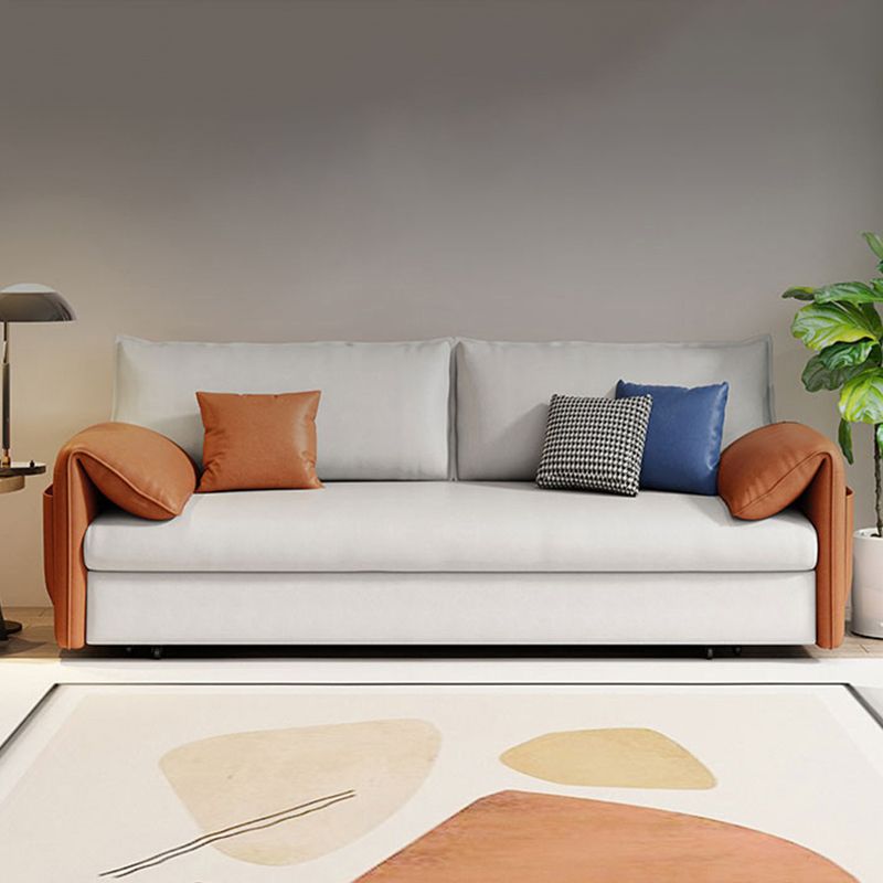 Pillow Top Arm Contemporary Convertible Couch Bed with 2 Pillows