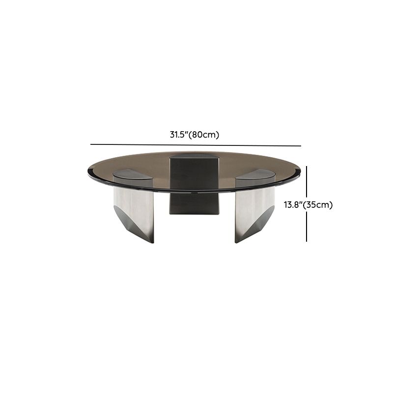 Black Glass Top Coffee Table Modern Round 3 Legs Cocktail Table Clearhalo 'Coffee & Accent Tables' 'Coffee Tables' 'coffee_tables' 'furn' 'furn_coffee_tables' 'Furniture' 'Living Room Furniture' 1200x1200_c3acc5c5-e107-4f1f-b955-799a68aadcd5