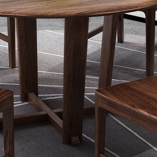 Ensemble de restauration en bois massif 1/2/5/7 PCS Table à manger ronde avec chaises à dos de lattes