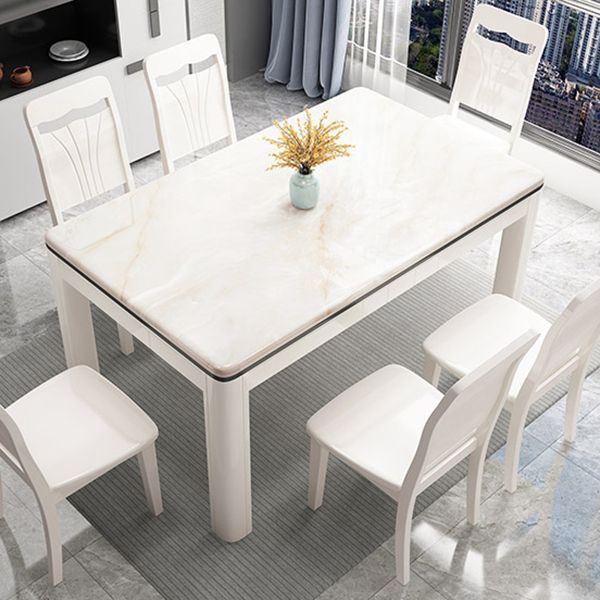 Mid-Century Home Marble Dining Table Rectangle Shape Table with 4 Legs Base Clearhalo ' dining_table' 'Dining Tables & Seating' 'Dining Tables' 'furn' 'furn_dining_table' 'Furniture' 'furniture_dining_table' 'Kitchen & Dining Furniture' 'kitchen&dining_furn' 'kitchen' 'kitchen_dining_table' 1200x1200_c3ada6d4-f8f6-4fca-9d0f-781495d3748b