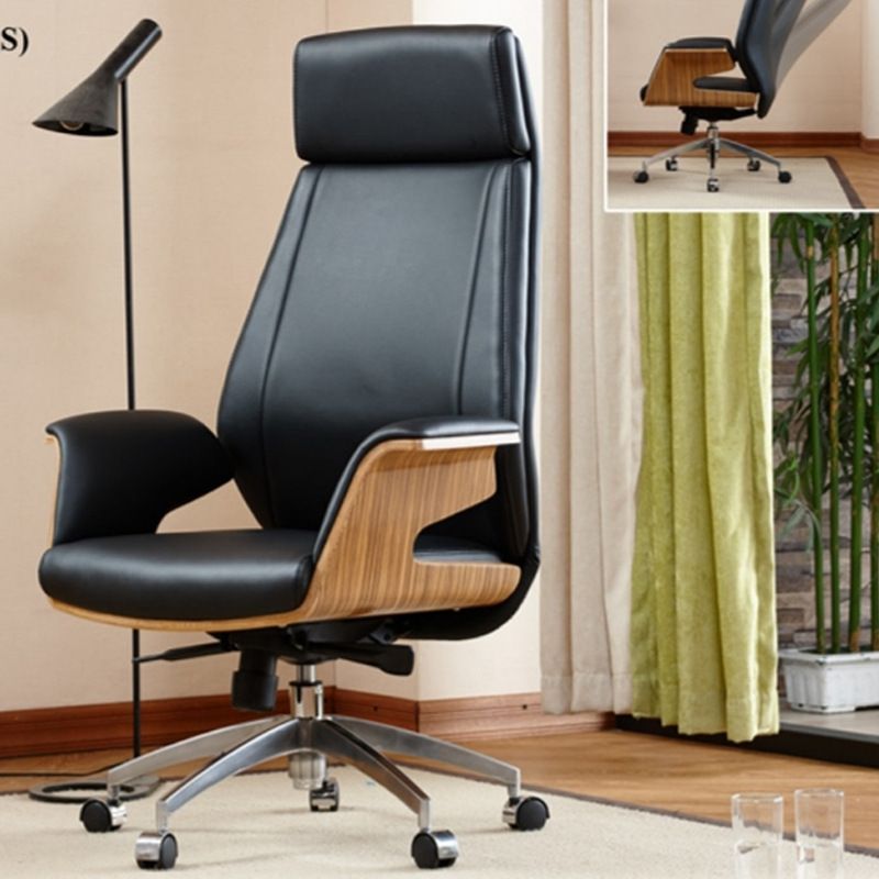 Modern Armless Office Chair Leather Adjustable Seat Height Desk Chair with Wheels Clearhalo 'furn' 'furn_office_chair' 'Furniture' 'Office Chairs' 'Office Furniture' 'office_chair' 1200x1200_c3af2e8d-1935-47c5-9803-bef094aaada7