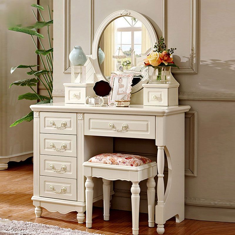 Victorian Dressing Table White Bedroom With Drawer Wooden Mirror