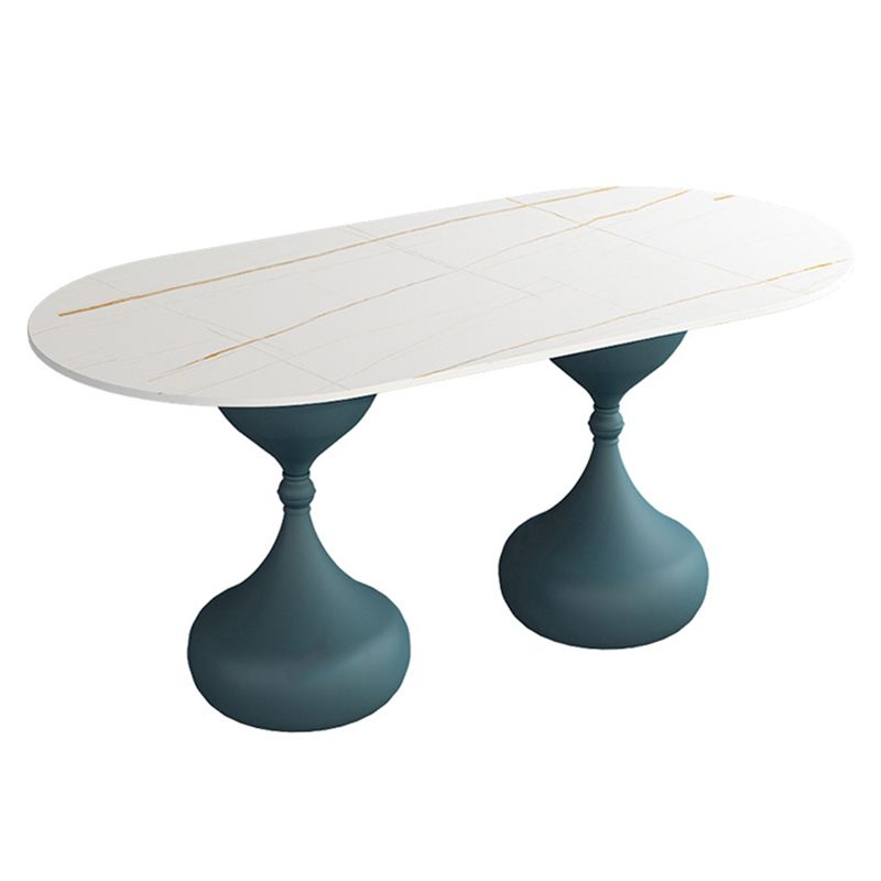 Oval Sintered Stone Table for Restaurant Modern Dining Table with Double Pedestal Base Clearhalo ' dining_table' 'Dining Tables & Seating' 'Dining Tables' 'furn' 'furn_dining_table' 'Furniture' 'furniture_dining_table' 'Kitchen & Dining Furniture' 'kitchen&dining_furn' 'kitchen' 'kitchen_dining_table' 1200x1200_c3b010a2-ce82-4f7c-9f2e-8dfc06e1079a