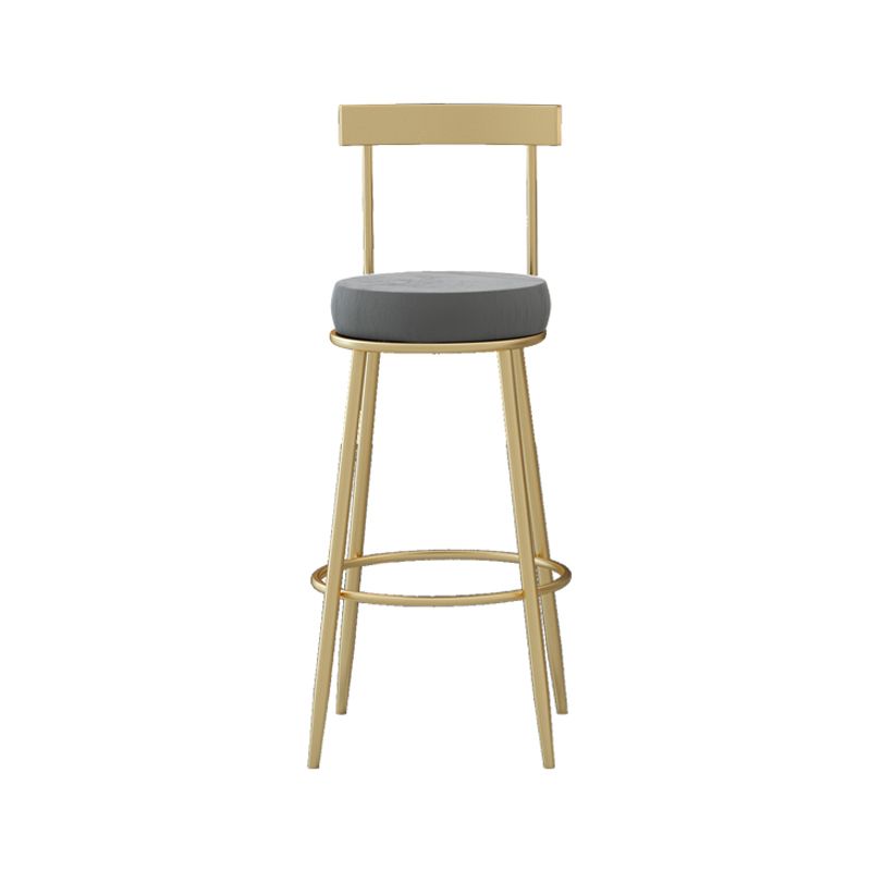 Glam Round Counter Height Stools Grey and Gold Footrest Upholstered Counter Bar Stool Clearhalo 'Bar Furniture' 'Bar Stools' 'bar_stools' 'furn' 'furn_bar_stools' 'Furniture' 'Kitchen & Dining Furniture' 1200x1200_c3b088c3-1dfc-4d12-a64c-59d8e0367e48