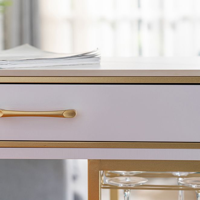 Tavolo da cocktail bar rettangolo glam a doppio piedistallo/tavolo da pub con cassetto