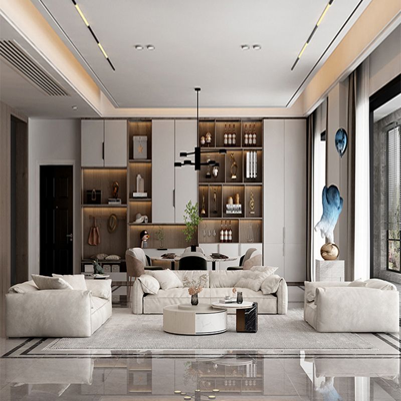 Scandinavian Faux Leather Sofa Pillow Top Arm Couch in Gray/Beige Clearhalo 'furn' 'furn_sofas' 'Furniture' 'furniture_sofas' 'Living Room Furniture' 'Sofa' 'sofas' 1200x1200_c3b3ceaa-aa4e-4cc9-ae5d-95e102f796d7