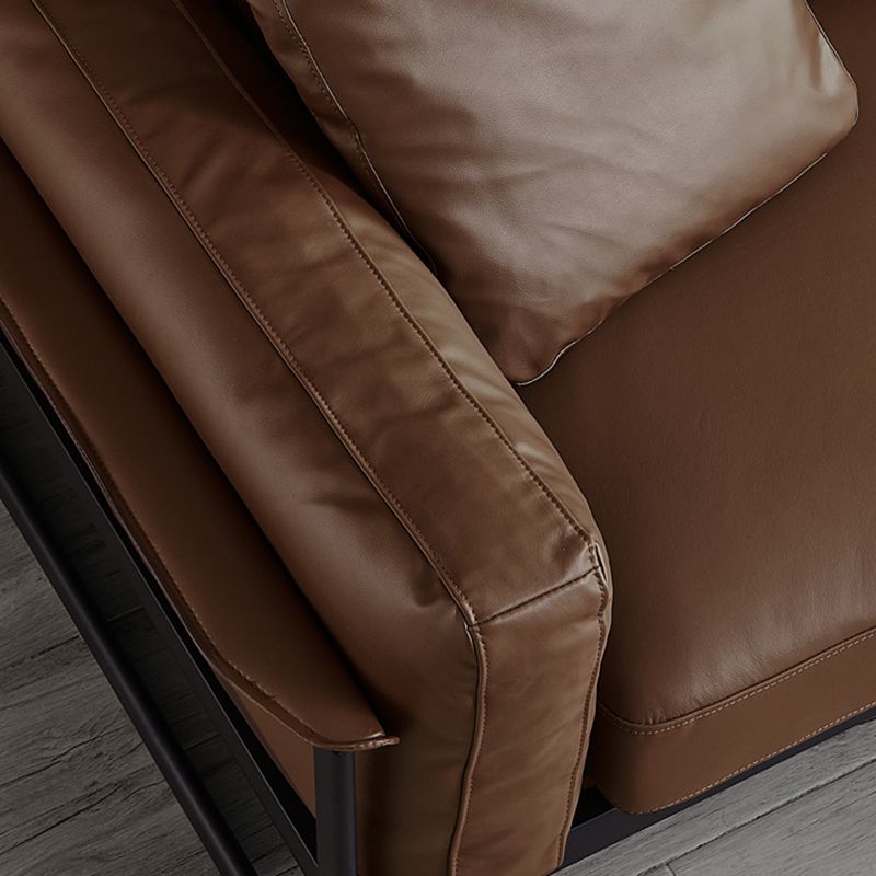 34" High Contemporary Square Arm Standard Sofa with Bolster Pillows, Brown Clearhalo 'furn' 'furn_sofas' 'Furniture' 'furniture_sofas' 'Living Room Furniture' 'Sofa' 'sofas' 1200x1200_c3b4f441-a74e-420b-aab0-c62401aad384