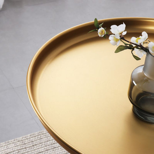 Tavolino moderno di metà secolo vassoio metallico rotondo tavolino da caffè singolo