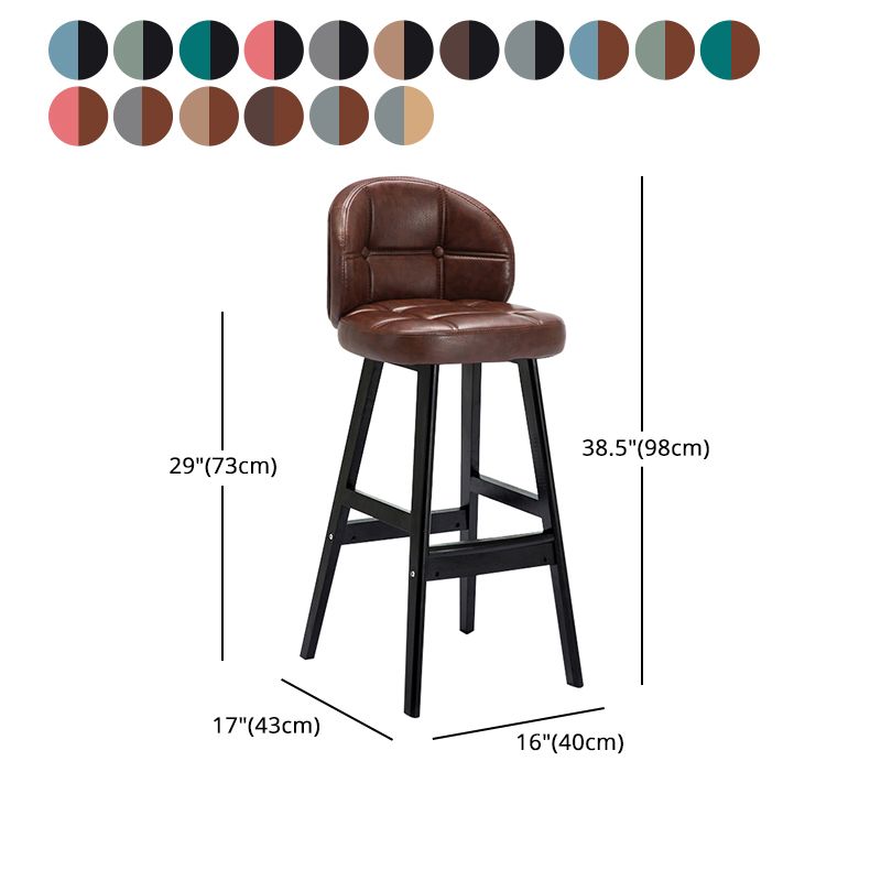 Modern Armless Backrest Counter Stool Wood Household Bar Stool with Pedal and Cushion Clearhalo 'Bar Furniture' 'Bar Stools' 'bar_stools' 'furn' 'furn_bar_stools' 'furniture_bar_stools' 'Kitchen & Dining Furniture' 'kitchen&dining_furn' 'kitchen' 'kitchen_furn' Furniture' 1200x1200_c3b69386-4b3b-4f47-a03b-92487c8063ef