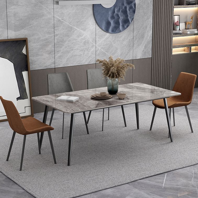 Industrial Style Sintered Stone Dining Table Carbon Steel 4 Legs Base Rectangle Table for Home Clearhalo ' dining_table' 'Dining Tables & Seating' 'Dining Tables' 'furn' 'furn_dining_table' 'Furniture' 'furniture_dining_table' 'Kitchen & Dining Furniture' 'kitchen&dining_furn' 'kitchen' 'kitchen_dining_table' 1200x1200_c3b6f882-b342-4b97-97f5-0af619bfdfff