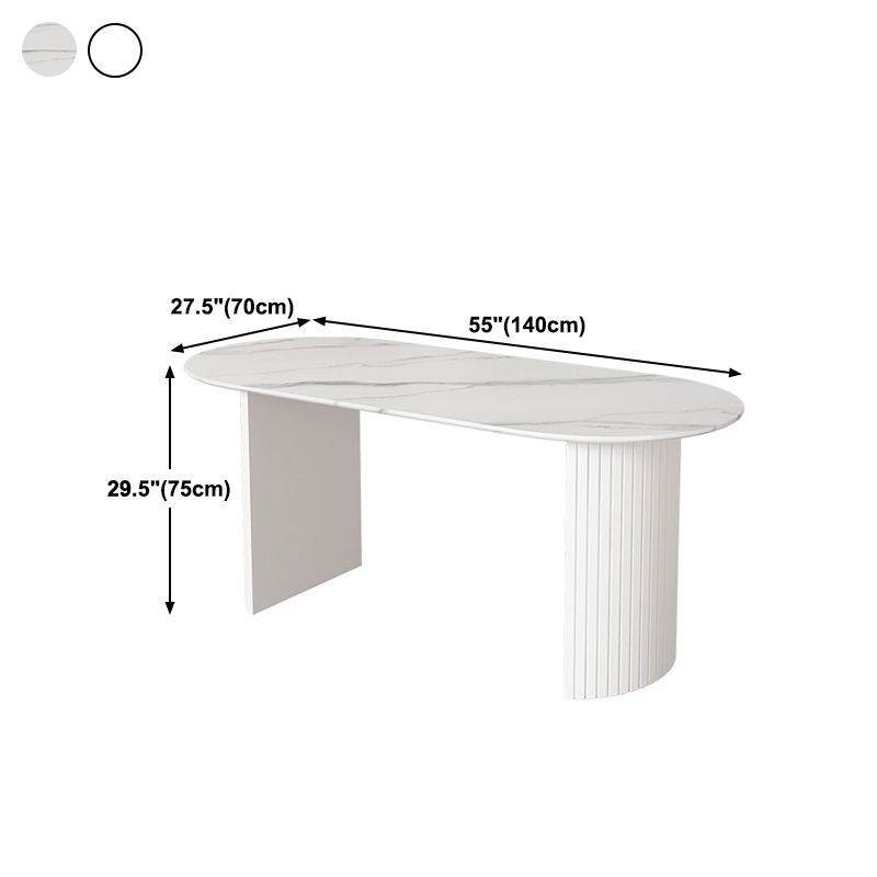 Stone Top Table Contemporary Dining Table with Sled Base in White Clearhalo 'Dining Tables & Seating' 'Dining Tables' 'dining_table' 'Furniture' 'furniture_dining_table' 'Kitchen & Dining Furniture' 'kitchen' 'kitchen_dining_table' 1200x1200_c3b9efba-6124-4cbc-beda-a4fe619cf933