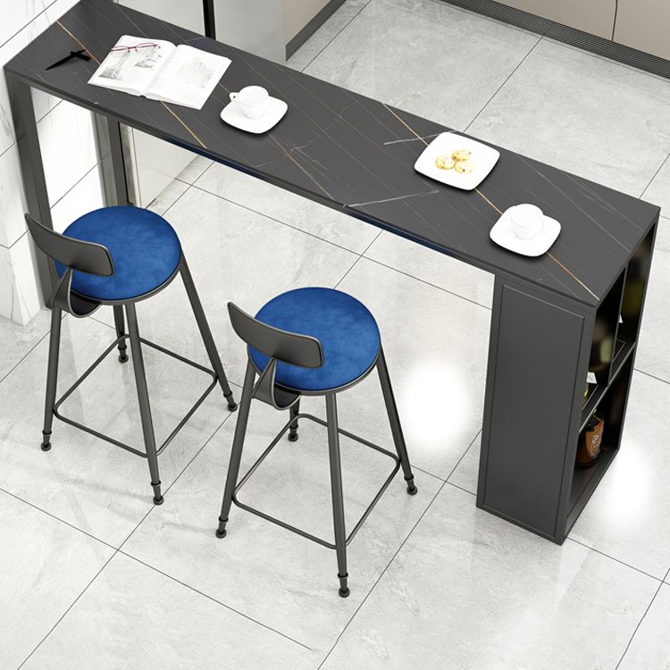 Modern Rectangle Bar Dining Table Double Pedestal Bar Table with Shelves Clearhalo 'Bar Furniture' 'Bar Tables' 'bar_tables' 'furn' 'furn_bar_tables' 'Furniture' 'Kitchen & Dining Furniture' 1200x1200_c3bea2b4-da19-4faf-a6e2-e9aafb226200
