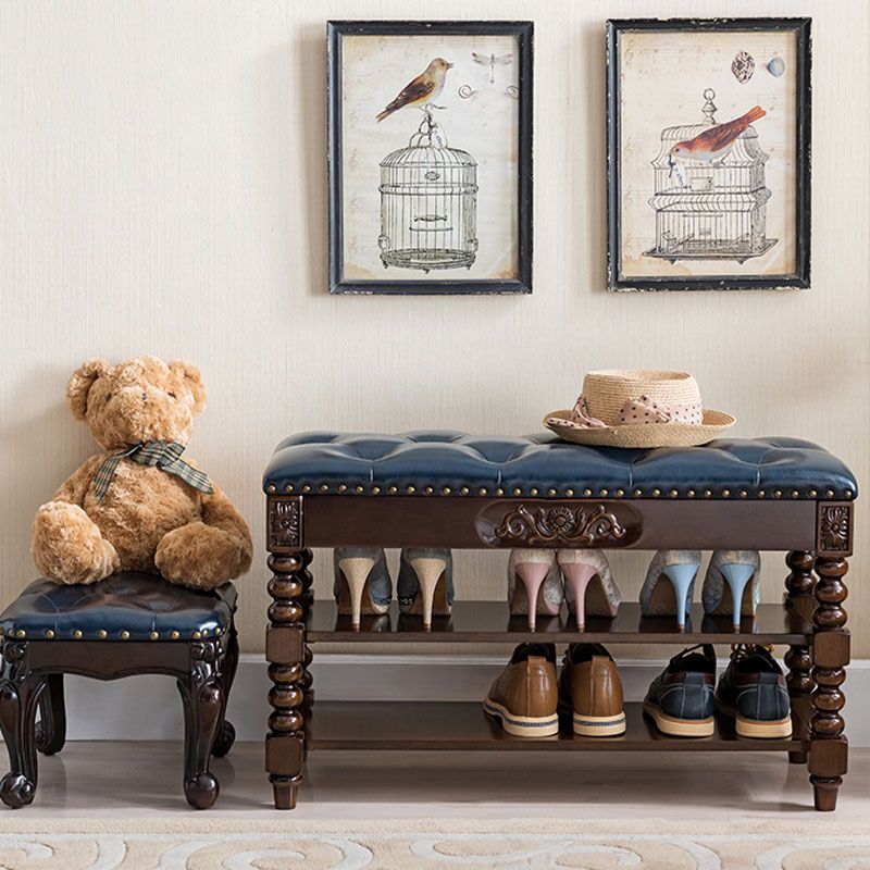 13.65-inch W Traditional Entryway Bench Solid Wood Bench with Upholstered Clearhalo 'Benches' 'Chairs & Seating' 'furn' 'furn_benches' 'Furniture' 'Living Room Furniture' 1200x1200_c3bf96ca-6d6e-4807-80bd-f5dbc0a0b723