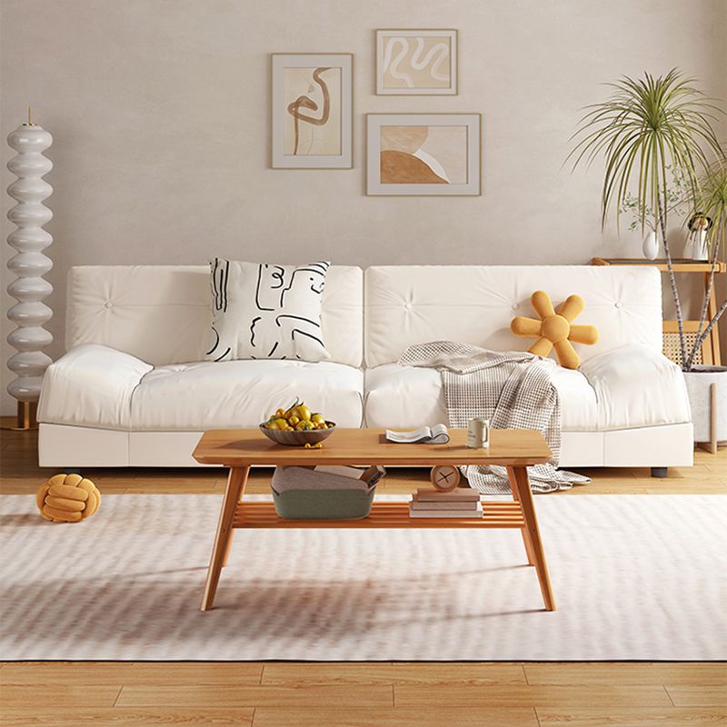 Modern Style Fabric Sofa in Off-White Living Room Square Arm Sofa Clearhalo 'furn' 'furn_sofas' 'Furniture' 'Living Room Furniture' 'Sofa' 'sofas' 1200x1200_c3bfe73b-4ec4-4547-9510-612914c00460