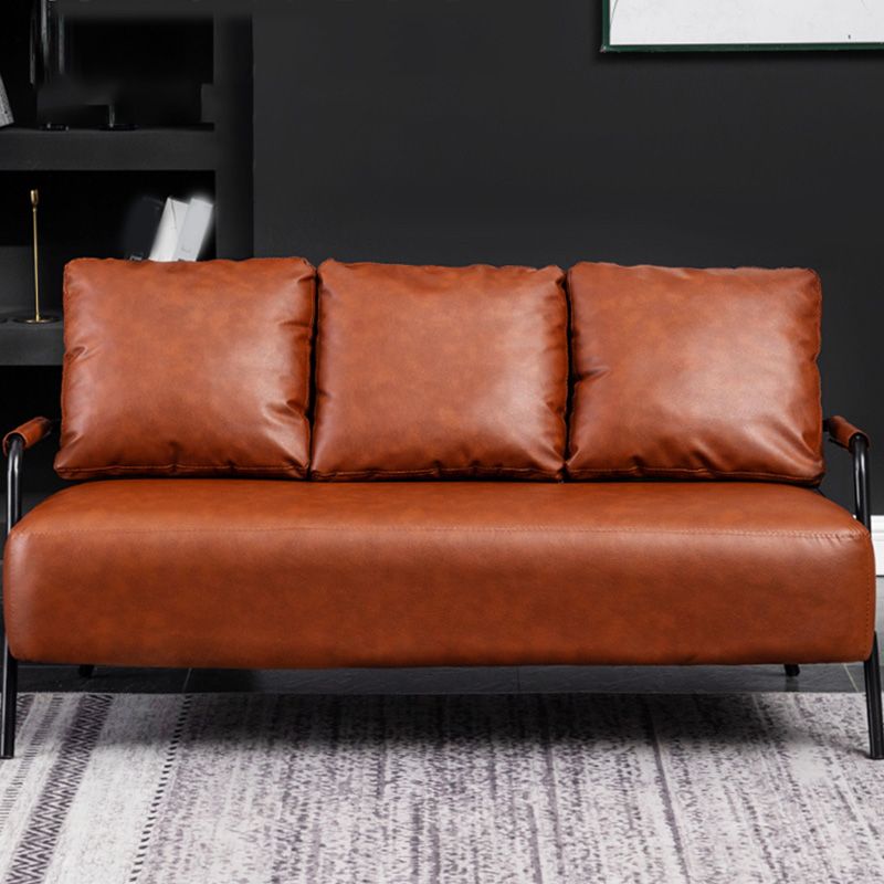 25.59" Wide Faux Leather Metal Frame Sofa 3 Seater Sofa for Living Room Clearhalo 'furn' 'furn_sofas' 'Furniture' 'Living Room Furniture' 'Sofa' 'sofas' 1200x1200_c3c0d594-3175-4b3a-b2ae-250a341f9b19
