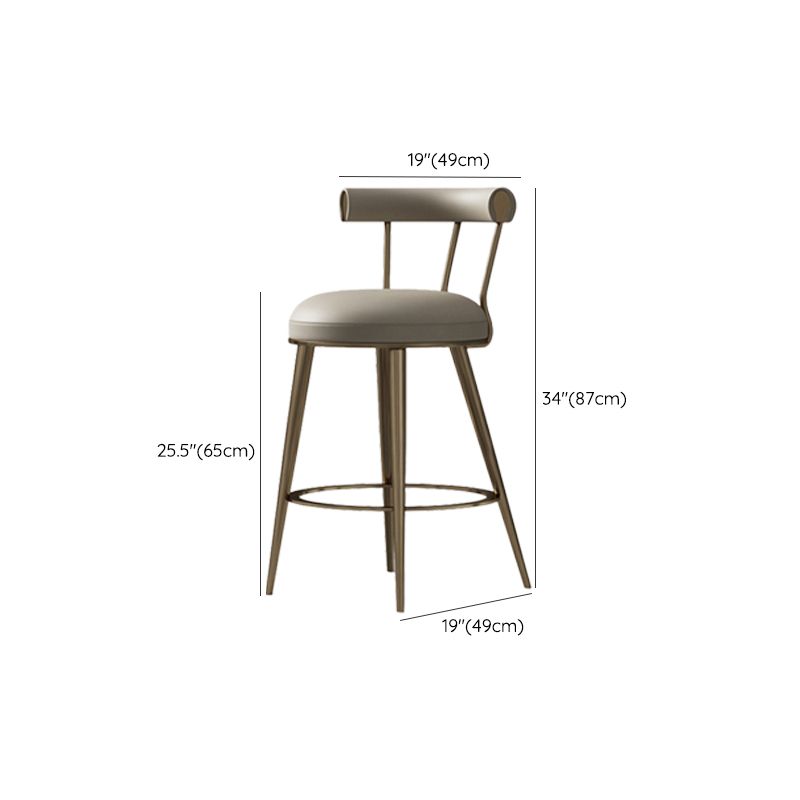 Glam Style Low Back Round Upholstered Bar Stool with Metal Legs Clearhalo 'Bar Furniture' 'Bar Stools' 'bar_stools' 'furn' 'furn_bar_stools' 'Furniture' 'Kitchen & Dining Furniture' 1200x1200_c3c34030-1512-44a4-83f1-9a597364a679