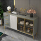 Contemporary Gray Sideboard Wood Buffet Server with Glass Doors