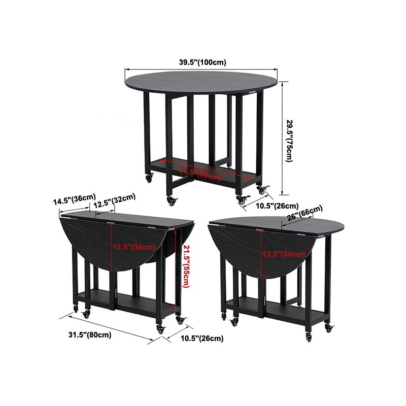 Foldable Wooden Top Table Extendable Round Table in Black (only table) Clearhalo ' dining_table' 'Dining Tables & Seating' 'Dining Tables' 'Furniture' 'furniture_dining_table' 'Kitchen & Dining Furniture' 'kitchen&dining_furn' 'kitchen' 'kitchen_dining_table' 1200x1200_c3c506bb-f74e-4895-ad1d-39ce2ac078d6