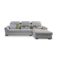 Modern Biscuit Back Sofa with Chaise Linen/Faux Leather Flared Arm Sofa in Gray