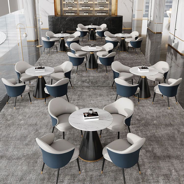 Metal Traditional Luxury Round Table Sintered Stone Top Indoor Table with Pedestal