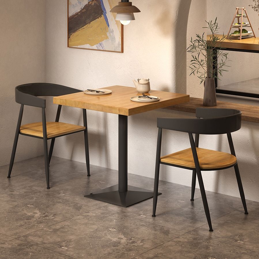 Industrial Solid Wood Dining Table Brown Square Table with Metal Base for Dinning Room Clearhalo ' dining_table' 'Dining Tables & Seating' 'Dining Tables' 'furn' 'furn_dining_table' 'Furniture' 'furniture_dining_table' 'Kitchen & Dining Furniture' 'kitchen&dining_furn' 'kitchen' 'kitchen_dining_table' 1200x1200_c3c9954b-8ea9-4fb5-b300-6b024d90136c