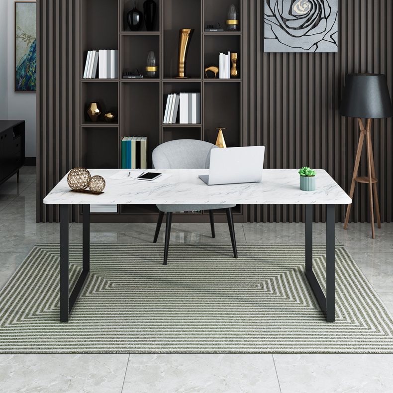 Rectangular Office Desk with Metal Legs Marble Mirrored Writing Desk Clearhalo 'furn' 'furn_office_desk' 'Furniture' 'Office Desks' 'Office Furniture' 'office_desk' 1200x1200_c3cb1207-2d19-407c-afc4-7073857d4093