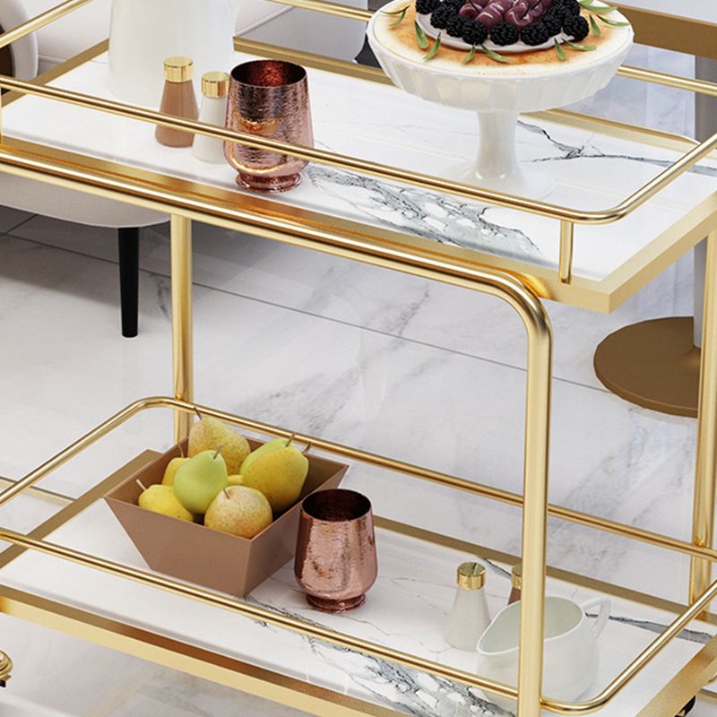 33.86" High Rolling Modern Style Prep Table Stone Prep Table for Dining Room