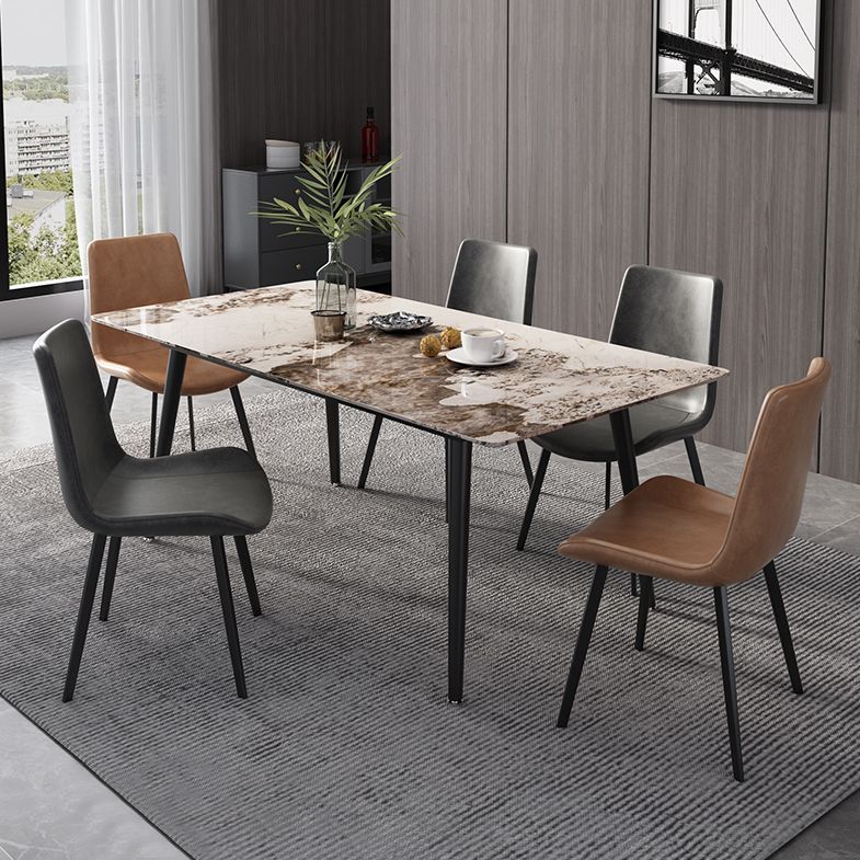 Industrial Standard Sintered Stone Dining Table Rectangle Shape Dining Table for Kitchen Clearhalo ' dining_table' 'Dining Tables & Seating' 'Dining Tables' 'furn' 'furn_dining_table' 'Furniture' 'furniture_dining_table' 'Kitchen & Dining Furniture' 'kitchen&dining_furn' 'kitchen' 'kitchen_dining_table' 1200x1200_c3cd2ce9-fb83-4380-8366-34277ccc3c34