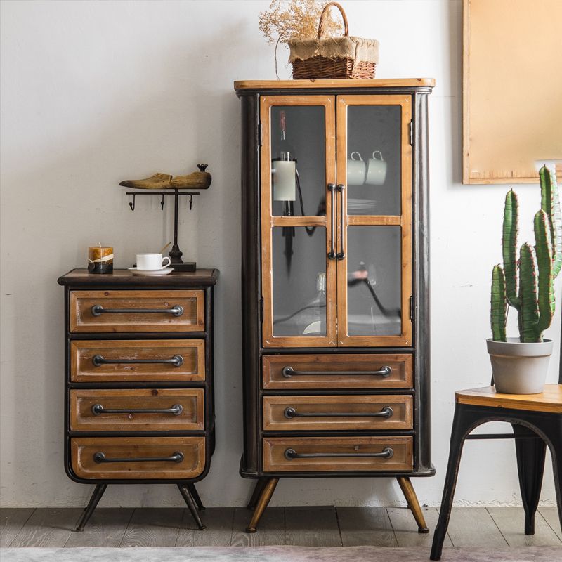 Black Metal Display Stand Glass Doors Traditional Curio Cabinet Clearhalo 'Display & China Cabinets' 'display_china_cabinets' 'furn' 'furn_display_china_cabinets' 'Furniture' 'Kitchen & Dining Furniture' 1200x1200_c3cf5827-0fd5-4ec9-b866-0b03b8cc7e14