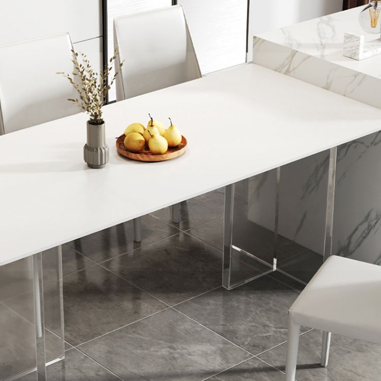 Acrylic Contemporary Rectangular Dining Table Sintered Stone Table with Acrylic base Clearhalo ' dining_table' 'Dining Tables & Seating' 'Dining Tables' 'furn' 'furn_dining_table' 'Furniture' 'furniture_dining_table' 'Kitchen & Dining Furniture' 'kitchen&dining_furn' 'kitchen' 'kitchen_dining_table' 1200x1200_c3d0f7ba-ba88-4b9d-8ef7-ee27dde36af4