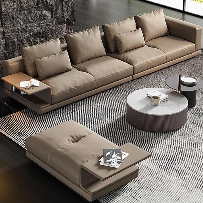 Contemporary Genuine Leather Square Arm Standard Sofa with Bolster Pillows Clearhalo 'furn' 'furn_sofas' 'Furniture' 'furniture_sofas' 'kitchen' 'kitchen_sofas' 'Living Room Furniture' 'Sofa' 'sofas' 1200x1200_c3d26f17-4ef8-4ab2-a664-32bbcc5bbbd8