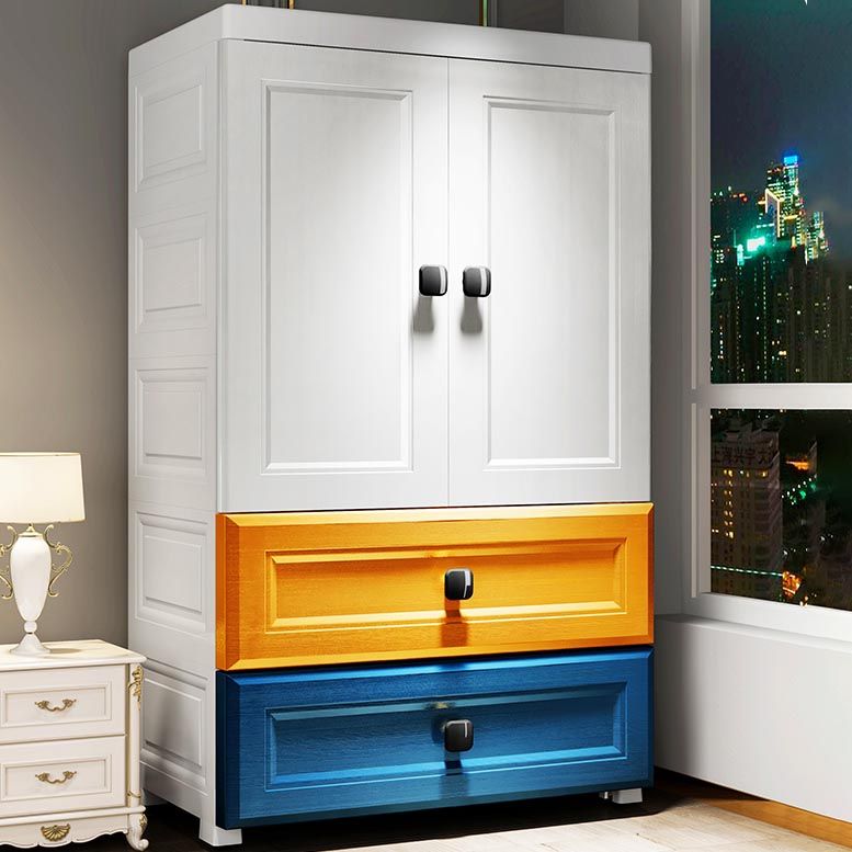Plastic Wardrobe Armoire Contemporary Hinged Wardrobe Cabinet Clearhalo 'Armoires & Wardrobes' 'armoires_wardrobes' 'Bedroom Furniture' 'furn' 'furn_armoires_wardrobes' 'Furniture' 1200x1200_c3d2826a-51c2-4b16-9ae5-f1b349577b18