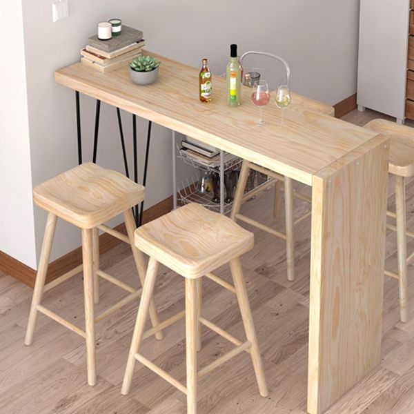 Juego de mesa de pub rectangular industrial, mesa de mostrador de madera de 1/5 piezas con taburetes sin respaldo