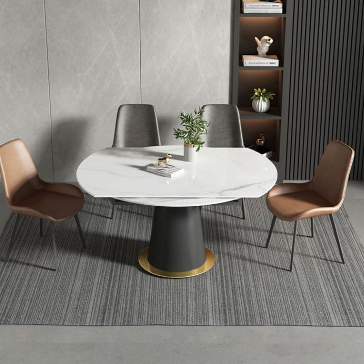 Modern Style Sintered Stone Dining Table White Round Table with Pedestal Clearhalo ' dining_table' 'Dining Tables & Seating' 'Dining Tables' 'Furniture' 'furniture_dining_table' 'Kitchen & Dining Furniture' 'kitchen&dining_furn' 'kitchen' 'kitchen_dining_table' 1200x1200_c3d3d1e5-a0d9-43c4-b323-2629241ca95f