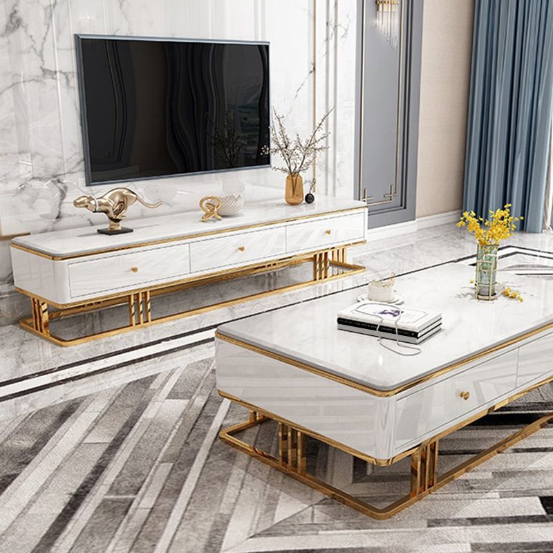 Glamstil Stone TV stehen schwarz -weiß -Fernsehschrank mit Schubladen