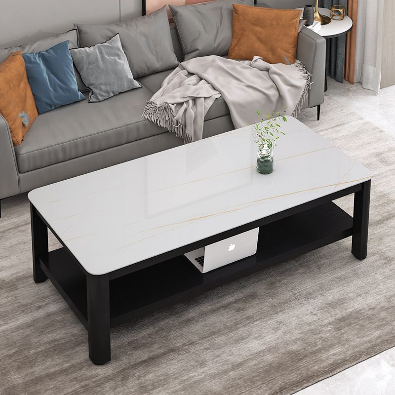 Modern Style White/Black/Grey Rock Rectangular Coffee Table with Slab Top Clearhalo 'Coffee & Accent Tables' 'Coffee Tables' 'coffee_tables' 'Furniture' 'furniture_coffee_tables' 'Living Room Furniture' 1200x1200_c3d57751-435b-4f11-bd06-7394295d7373