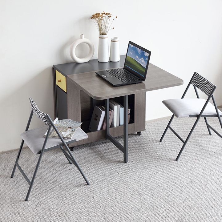 Modern Folding Dining Table Rectangle Tabletop with 2 Drawers Clearhalo 'Dining Tables & Seating' 'Dining Tables' 'dining_table' 'furn' 'furn_dining_table' 'Furniture' 'Kitchen & Dining Furniture' 1200x1200_c3d62663-bd06-4b98-b640-ec67fd6e25c9
