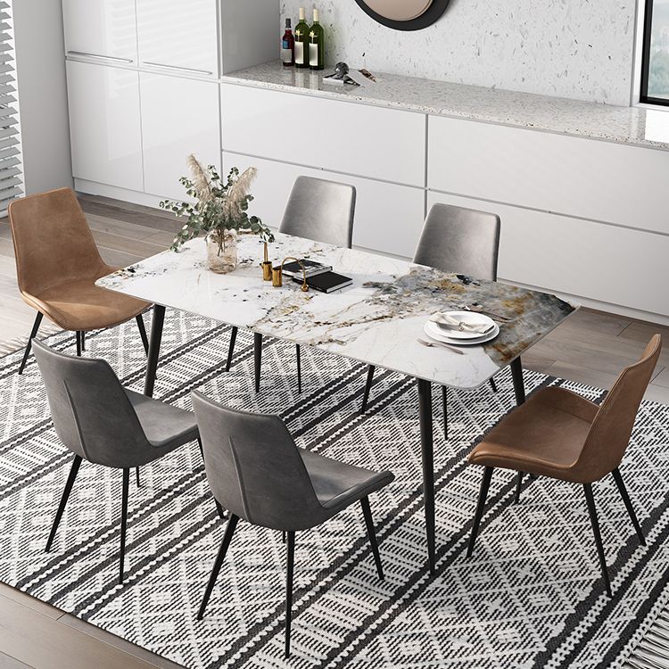 Rechthoek witte eettafel gesinterde stenen tafel industrieel met 4 poten