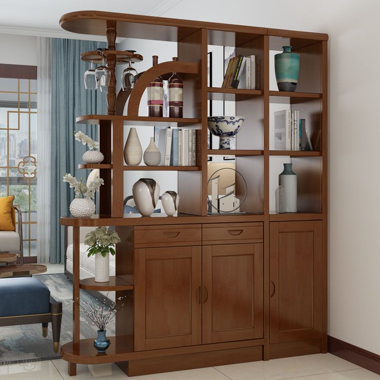 Contemporary 2-drawer Solid Wood 74.8" Tall Accent Cabinet with Doors Clearhalo 'Cabinets & Chests' 'cabinets_chests' 'furn' 'furn_cabinets_chests' 'Furniture' 'Living Room Furniture' 1200x1200_c3d6b503-c6d0-4606-af9d-25fb8d8177c3