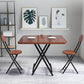 Modern Folding Dining Table Square Wood Top with Metal Legs for Home