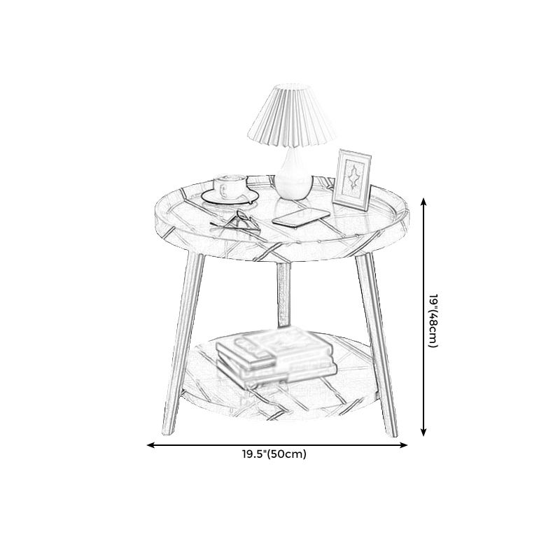 3脚カクテルテーブル人工材のクルミ/黒/白い丸いコーヒーテーブル