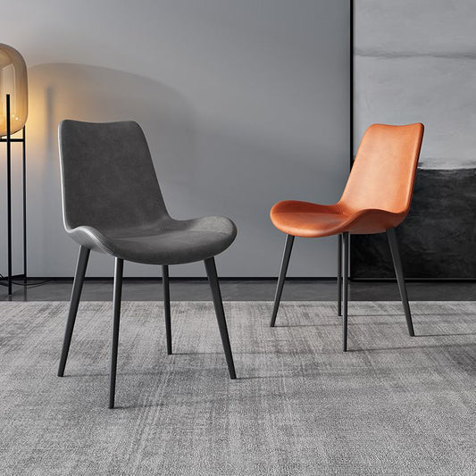 Faux Leather Kitchen Dining Chairs Industrial Chairs with Metal Base