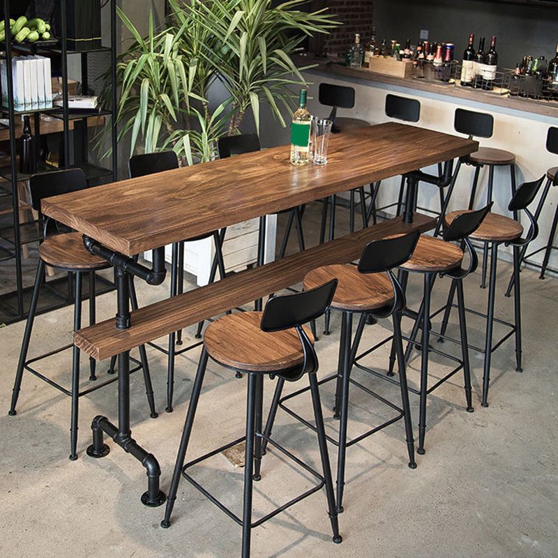 Modern Style Rectangle Bar Table Solid Wood Fixed Bar Dining Table for Indoor Clearhalo 'Bar Furniture' 'Bar Tables' 'bar_tables' 'furn' 'furn_bar_tables' 'Furniture' 'Kitchen & Dining Furniture' 1200x1200_c3d95a2d-929a-40ed-bb06-27e2b559dec9